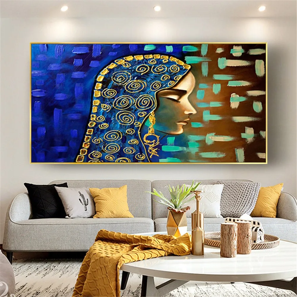 Top Artist Pure Hand-Painted Famous Mural Luxury Art Woman In Golden Tear Oil Paintings Reproduction Gustav Klimt Canvas Picture