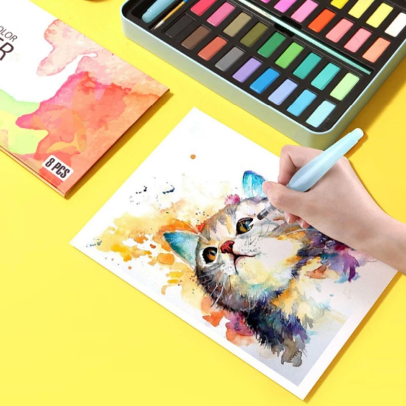 36/48 Color Professional Superior Solid Watercolor Paint Set With Water Brush Pen Pencil Watercolor pen Color Pigment Painting