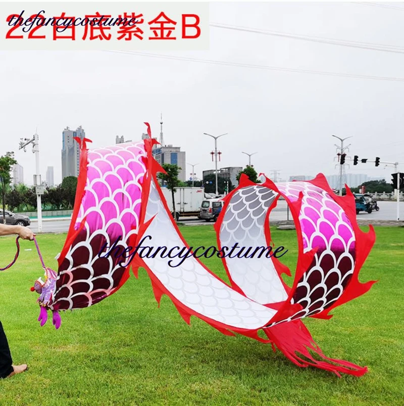 6M Golden Dragon Dance Ribbon Plus Head Mascot Costume Adult Child Cartoon Game Party Props Performance Carnival Festival