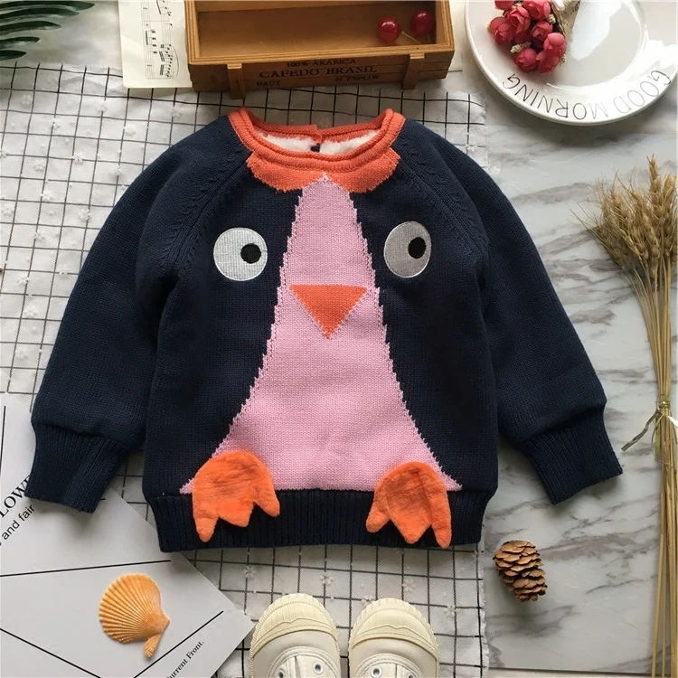 

Tonytaobaby New Winter Boys and Girls Three Dimensional Penguin Knitted Sweater Baby Girl Sweater