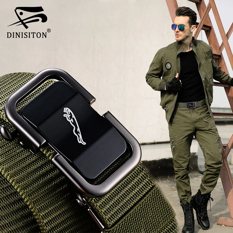 DINISITON Men\'s Designer Nylon Army Belt Male Tactical Military Canvas Belts Outdoor Strap Man Automatic Buckle Belt For Men