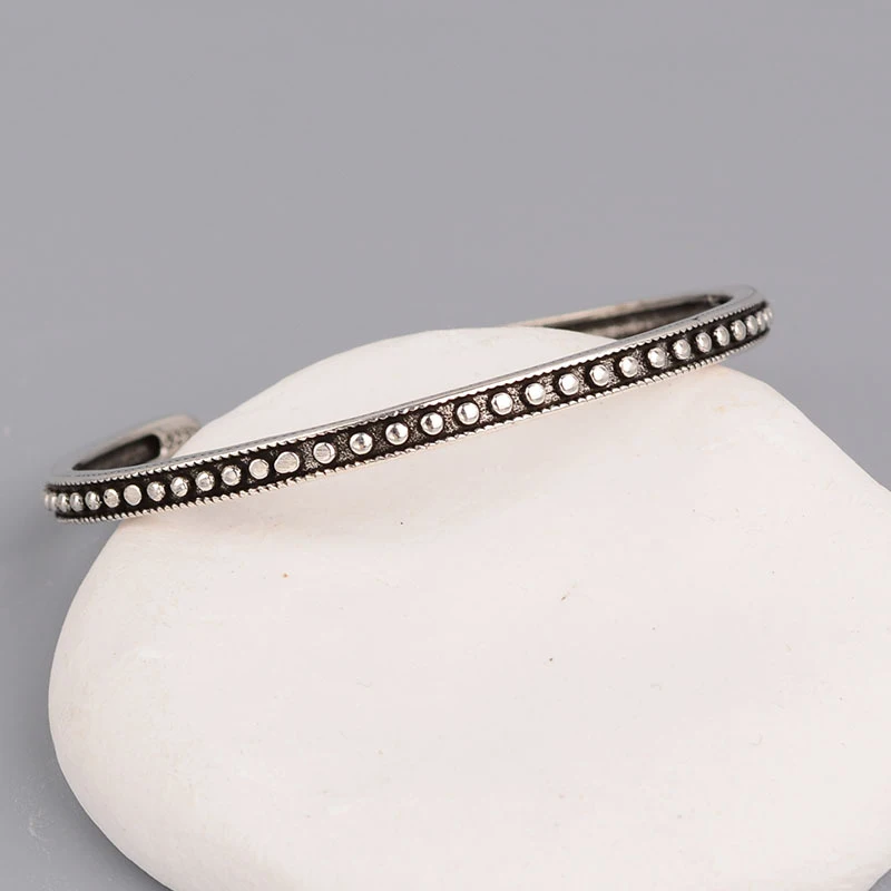 FOXANRY Vintage Handmade Silver Color Brcacelet New Fashion Simple Geometric Thai Silver Birthday Party Jewelry Gifts