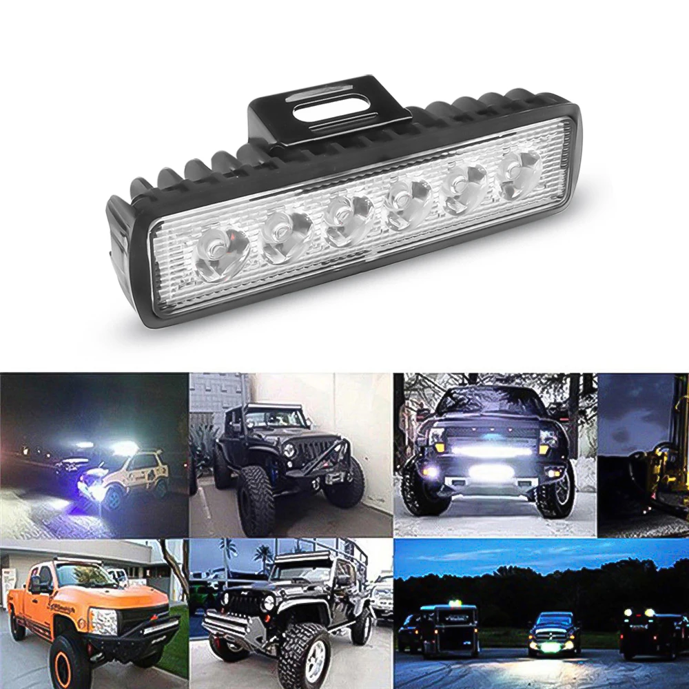 Single row led light bar 12V 18W Work Light atv Offroad led Bar Lights for trucks Tractor Auto Light Bulb spot metal bracket