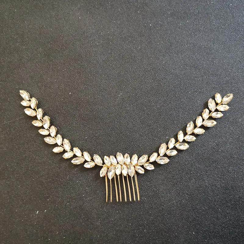 SLBRIDAL Handmade Trendy 3 Color Rhinestone Austrian Crystal Wedding Hair Comb Bridal Hair Accessories Women Bridesmaids Jewelry