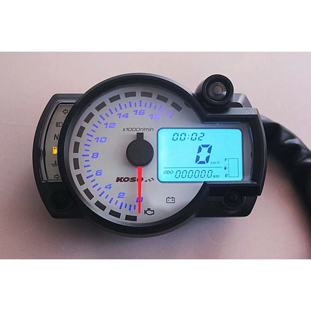 TKOSM Modern Laser KOSO 18000rpm Black White LCD Digital Motorcycle Odometer Speedometer Adjustable 7 Color Instrument Motorbike