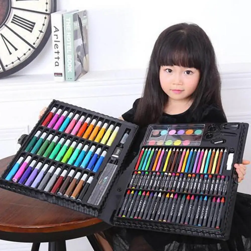 

150pcst Painting Pencil Set Water Colored Marker Pen Crayon Oil Pastel Sketching Paint Brush Children Kids Drawing Tool Supplies