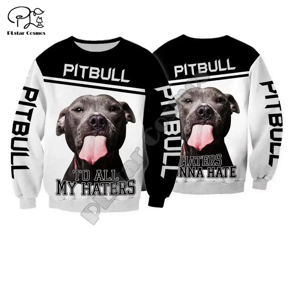 Men Unisex pitbull to haters limited 3d dog print zipped hoodie long sleeve Sweatshirts jacket pullover tracksuit G12