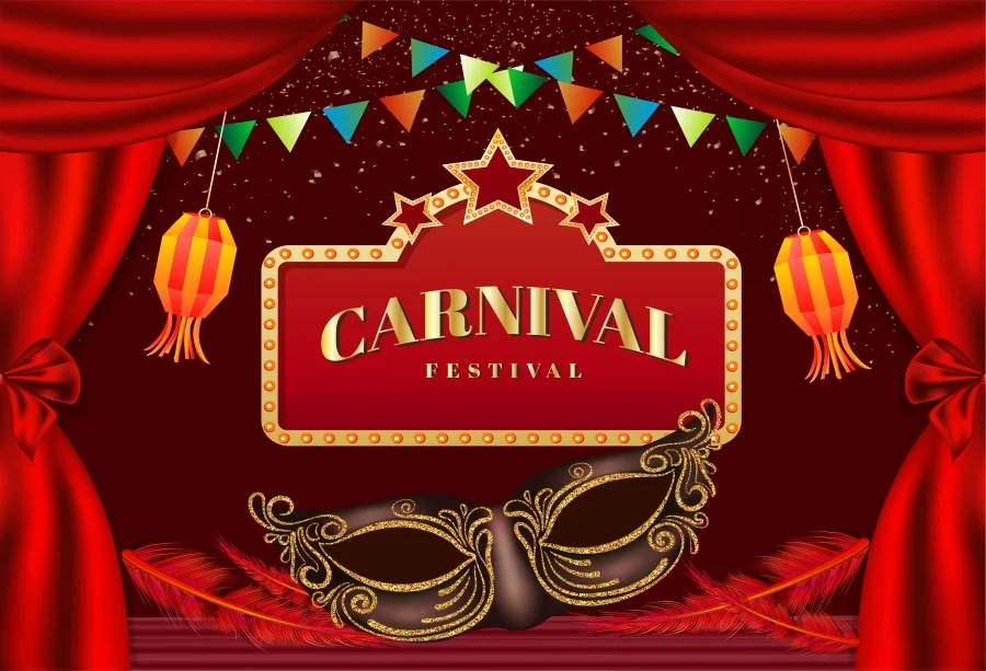 Laeacco Carnival Festival Stage Feather Mask Birthday Portrait Custom Backdrop Photographic Photo Background For Photo Studio