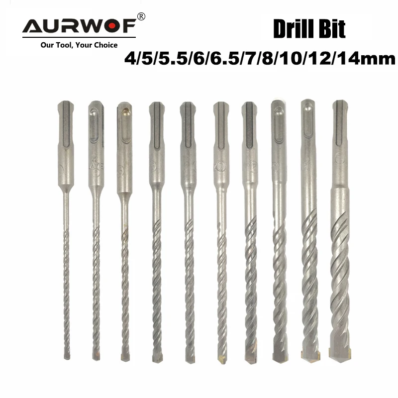 10pcs Electric Hammer SDS Plus Drill Bit Set 160mm for Concrete Wall Brick Block Masonry Hole Saw Drilling Bits 4mm 5mm 6mm 018