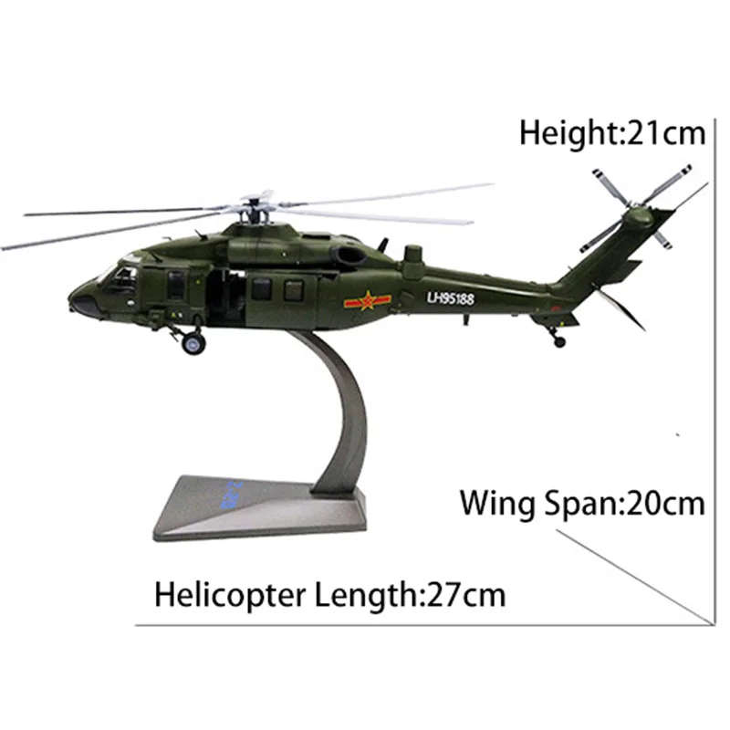 1/72 Scale Alloy Aircraft Chinese Air Force Helicopter Z-20 Fighter Z20 Model Toys Children Kids Gift for Collection