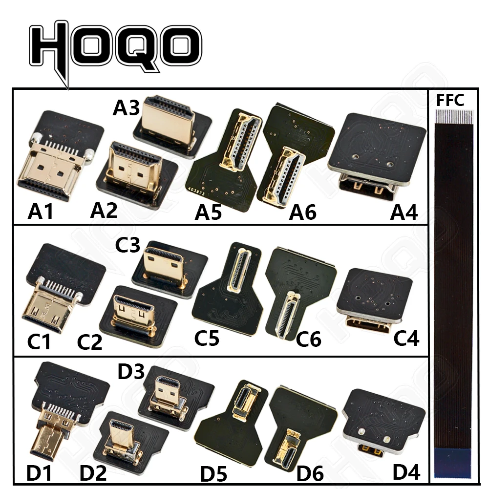 Złącze HDMI FPV Elastyczny kabel Micro HD do Mini HD żeński 90/270 stopni FFC 20-pinowy płaski kabel taśmowy zgodny z HDMI