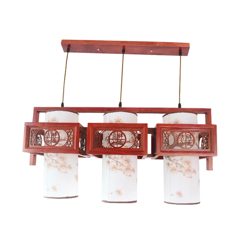 Chinese Redwood Hollow Carved Pendant Lights Bedroom Living Room Aisle Lamps Modern Study Dining Room Home Antique Pendant Lamps