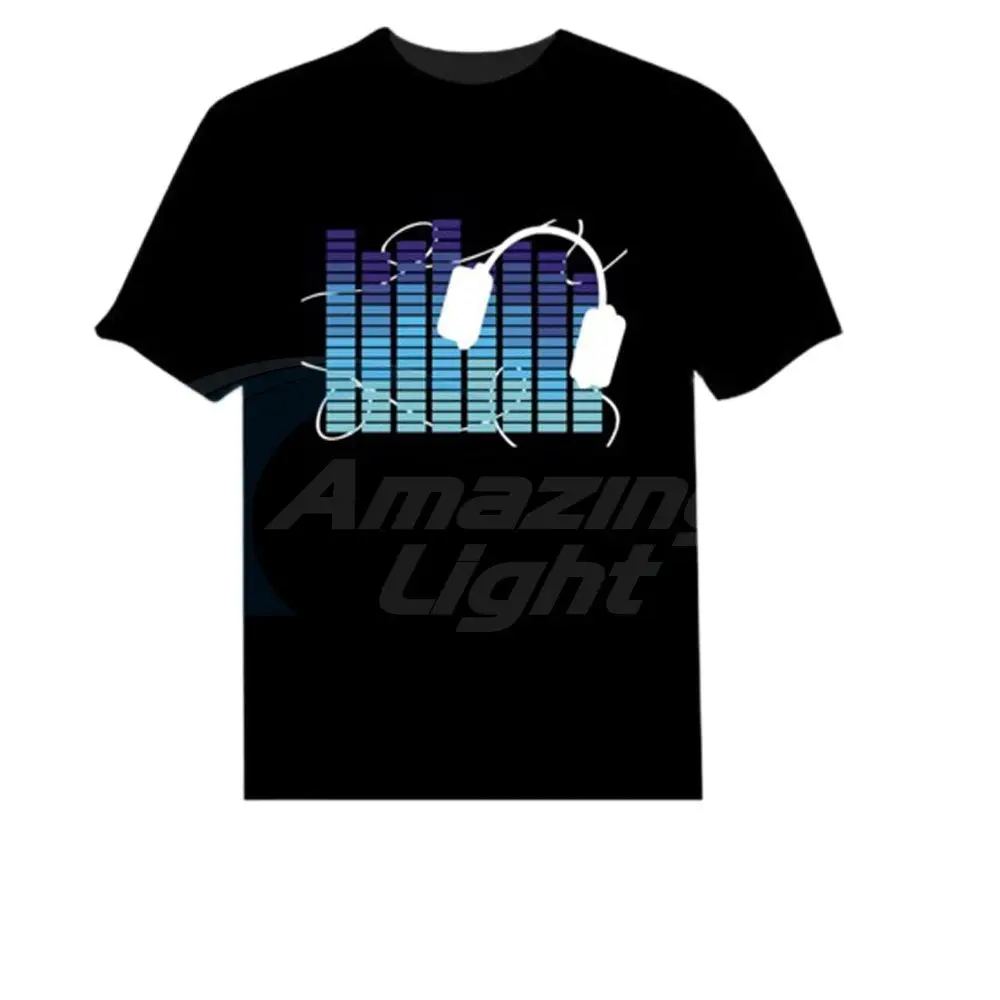 Amazing Light Sound Activated Light Up Rave Shirt for Bar Rock Disco With DC3V Inverter