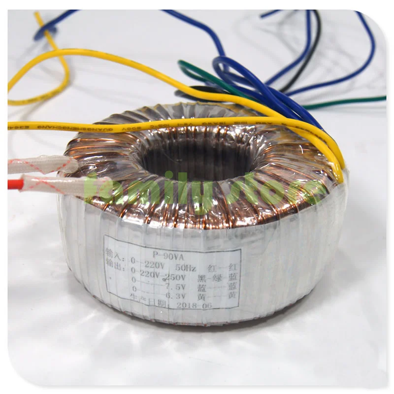 qingning 11MA 11Ω 90W pure copper toroidal transformer 0-220-250V 6.3V 7.5V tube amplifier pre-stage transformer, DC filament