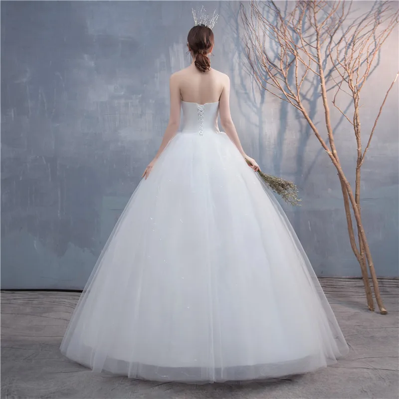 Vestidos 2024 De Novia Strapless Simple Wedding Dress For Women Plus Size Custom Made Lace Up Floor Length Bridal GownCustomized