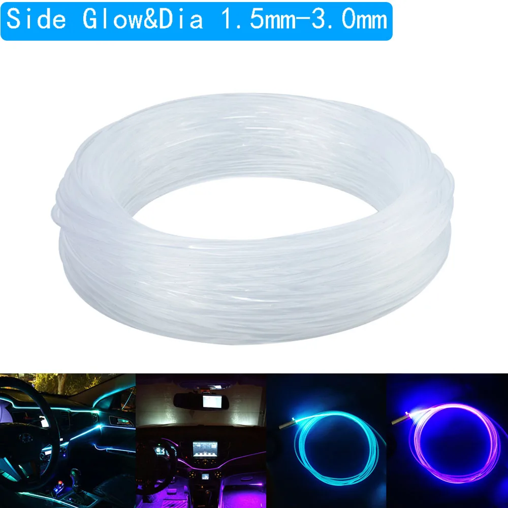 High Qualit Side Glow Fiber Optic Light Cable 50M/roll 1.5mm~3mm Fiber Optical Cable Car Night Lights Home Decorative Light Cabl