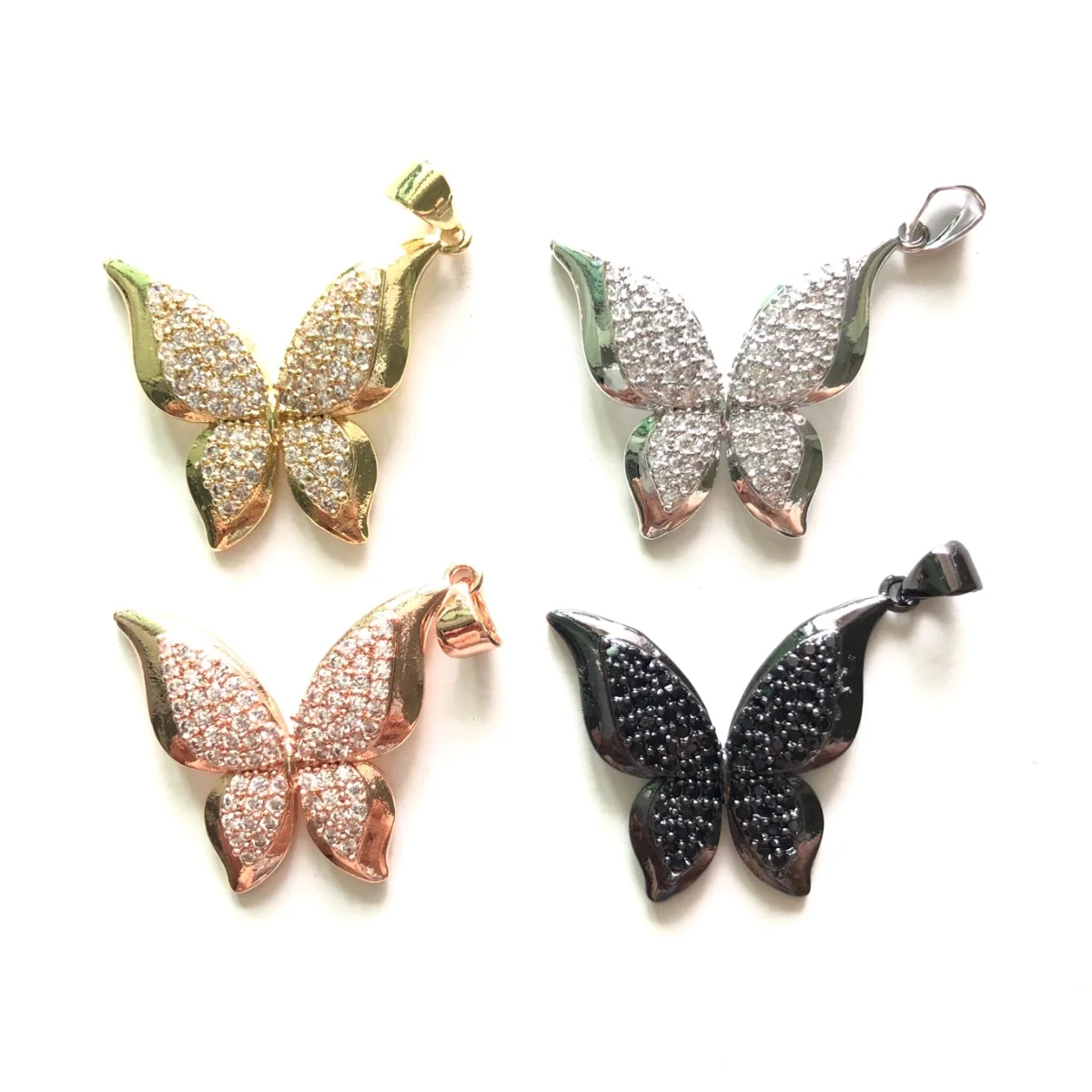 5pcs Butterfly Charm for Women Bracelet Bling Cubic Zirconia Pave Trendy Pendant for Necklace Jewelry Making Accessory Wholesale