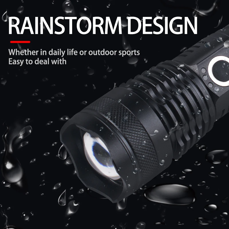 Retractable Zoom Flashlight USB Rechargeable Aluminum Alloy LED Strong Light Long-Range Outdoor Super Bright Mini Flashlight