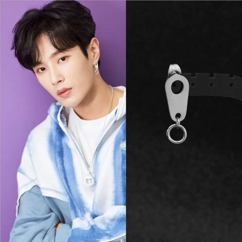 Kpop dna coreano estrela v moda brincos para homem assimétrico pop jóias bangtan meninos brincos de prata brincos geométricos