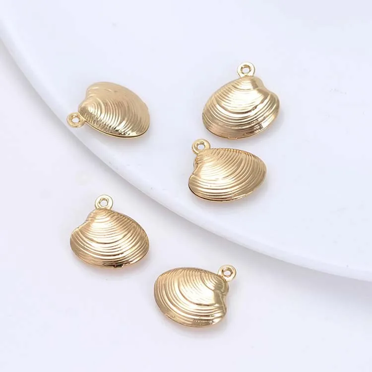 (1569)6PCS 18.5x19MM 24K Champagne Gold Color Plated Brass Shell Charms Pendants High Quality Diy Jewelry Accessories