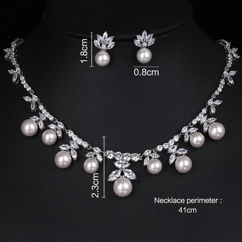 Emmaya Light Luxury Jewelry Set For Women&Girls White Color Earring And Necklace AAA Zirconia And Pearl Noble Dress-up in Party