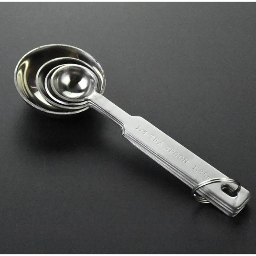 Free Shipping 4pcs Stainless Steel Measuring Spoons Cups Measuring Set Tools For Baking Coffee 4 Sizes Spoons Set 500sets