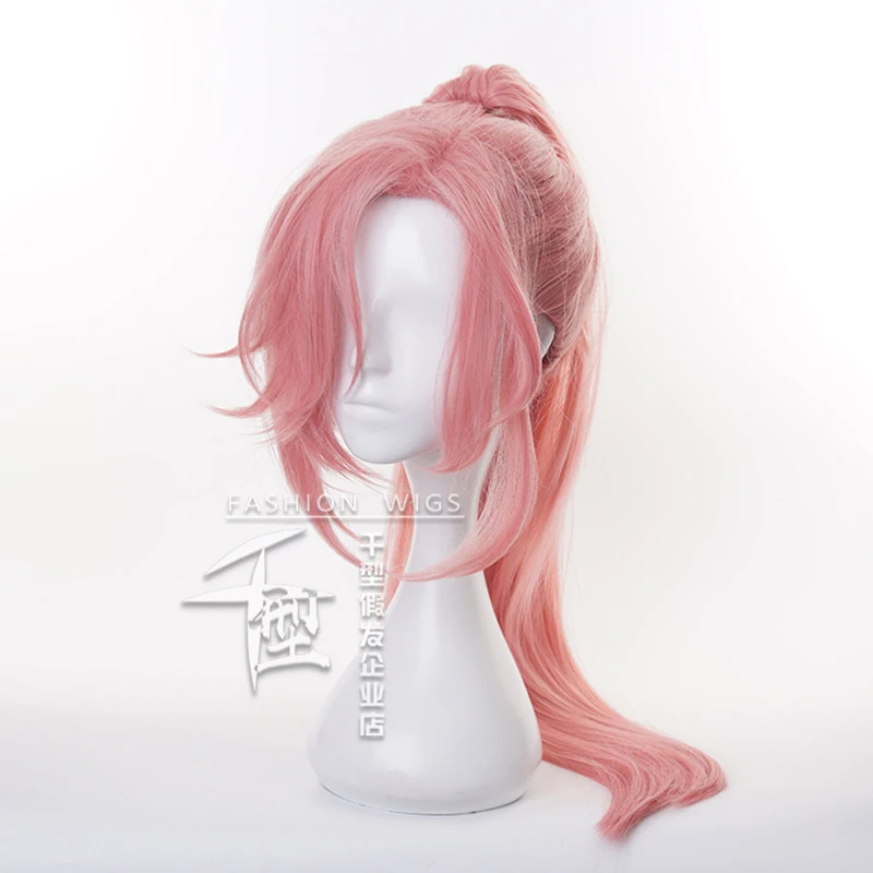 Cherry blossom rosa longo rabo de cavalo peruca cosplay traje sk8 o infinito resistente ao calor do cabelo sintético skwigs perucas masculinas