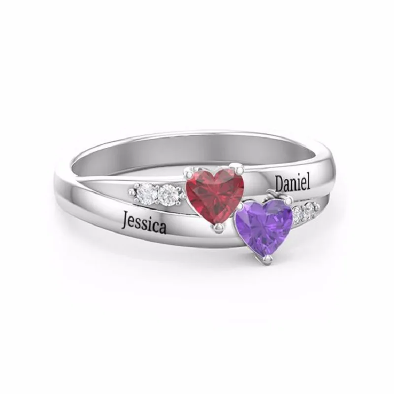 Anello con nome personalizzato con Birthstone 925 anelli con nome personalizzato in argento anelli per donna anelli gioielli regalo di compleanno