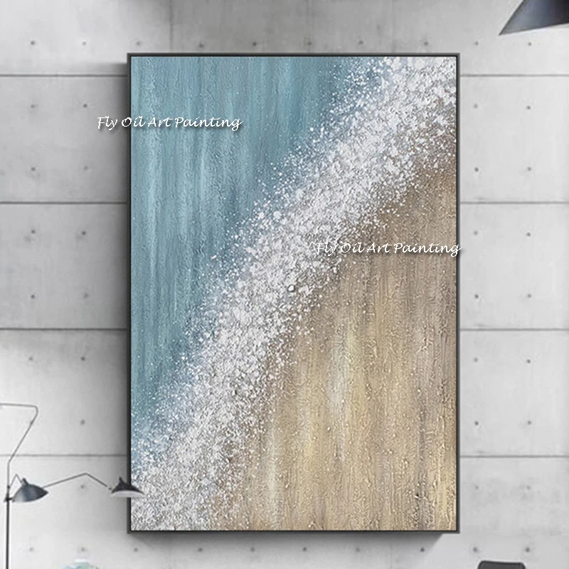 Handpainted abstract oil painting Modern Abstract  picture of sea waves living room home decoration paintings canvas paintings
