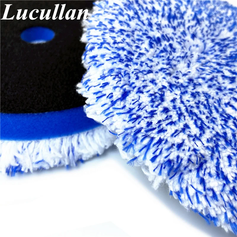 Lucullan 150X10mm Backer Microfiber Wax Removal Sponge DA Finishing Foam Pad with Black Hook&Loop