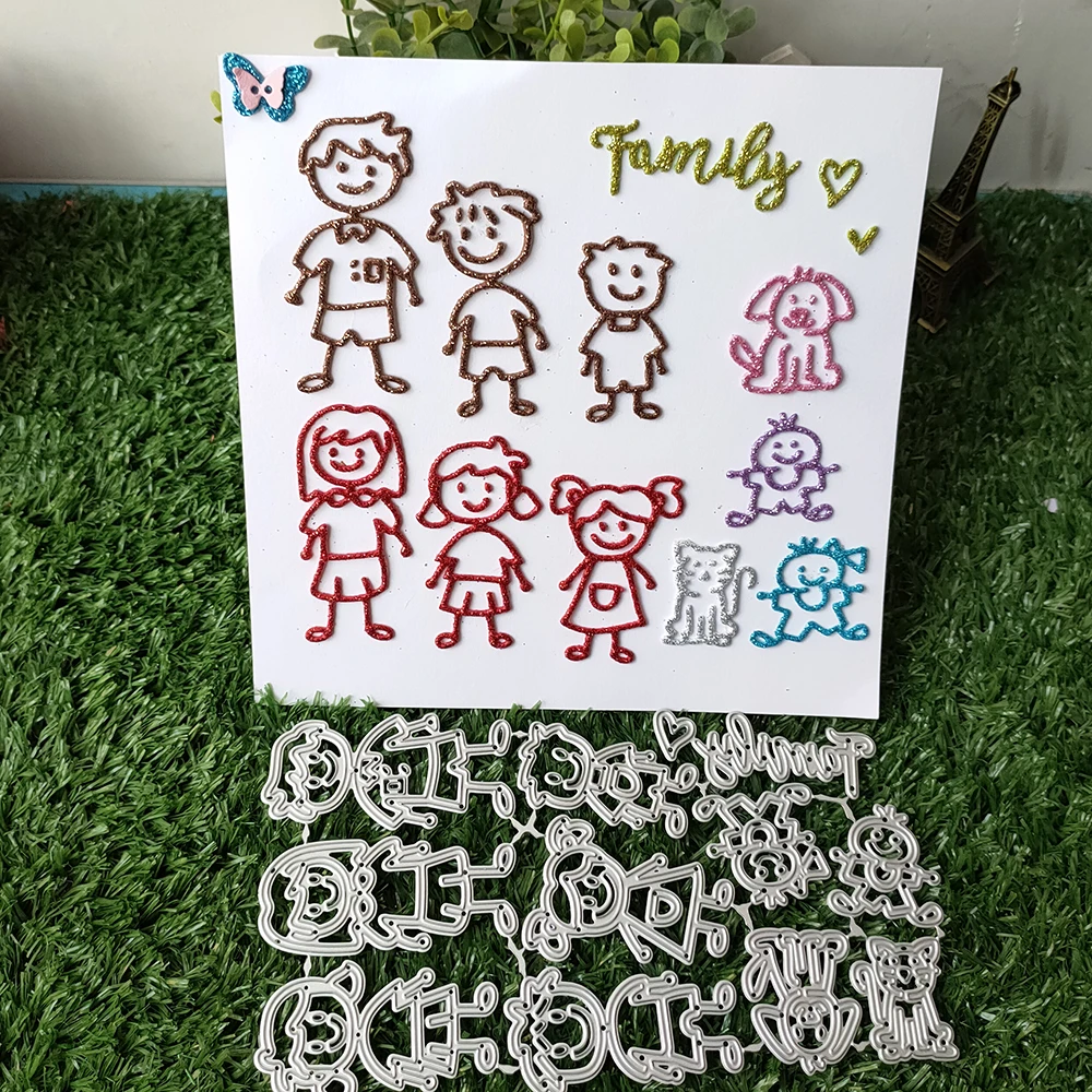 

New Family members Personages metal cutting die mould scrapbook decoration embossed photo album decoration card making DIY