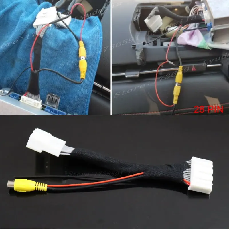 For FIAT Abarth 124 spider 348 2016 2017 2018 2019 2020 28 Pins Adapter cable Original Screen Compatible With 6V RearView Camera