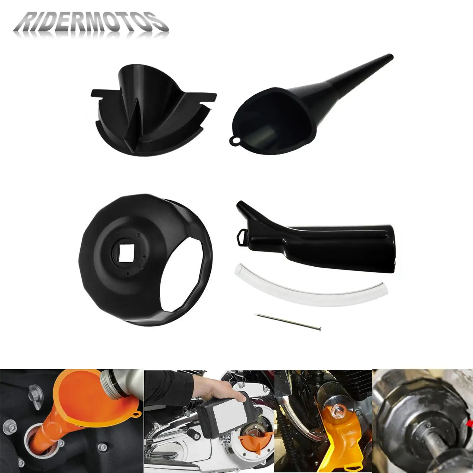 

Motorcycle Oil Filter Funnel Black Primary Case Oil Fill Funnel Cap Wrench For Harley Touring Road Glide Dyna Softail Sportster