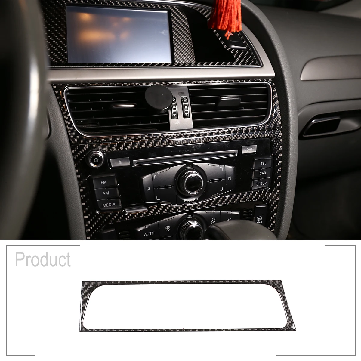 

1 Pcs Soft Carbon Fiber Center Air Conditioning Vent Frame 3D Interior Accessories Sticker For Audi A4L / A5 2009-2016