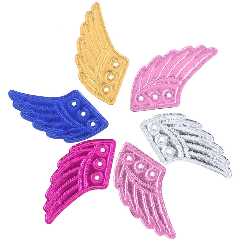 1Pair Colorful PU Shoe Accessories Bats Glitter Angel Shoe Wings Ornament Show Halloween Party Fun Skate Shoes DIY Decorations