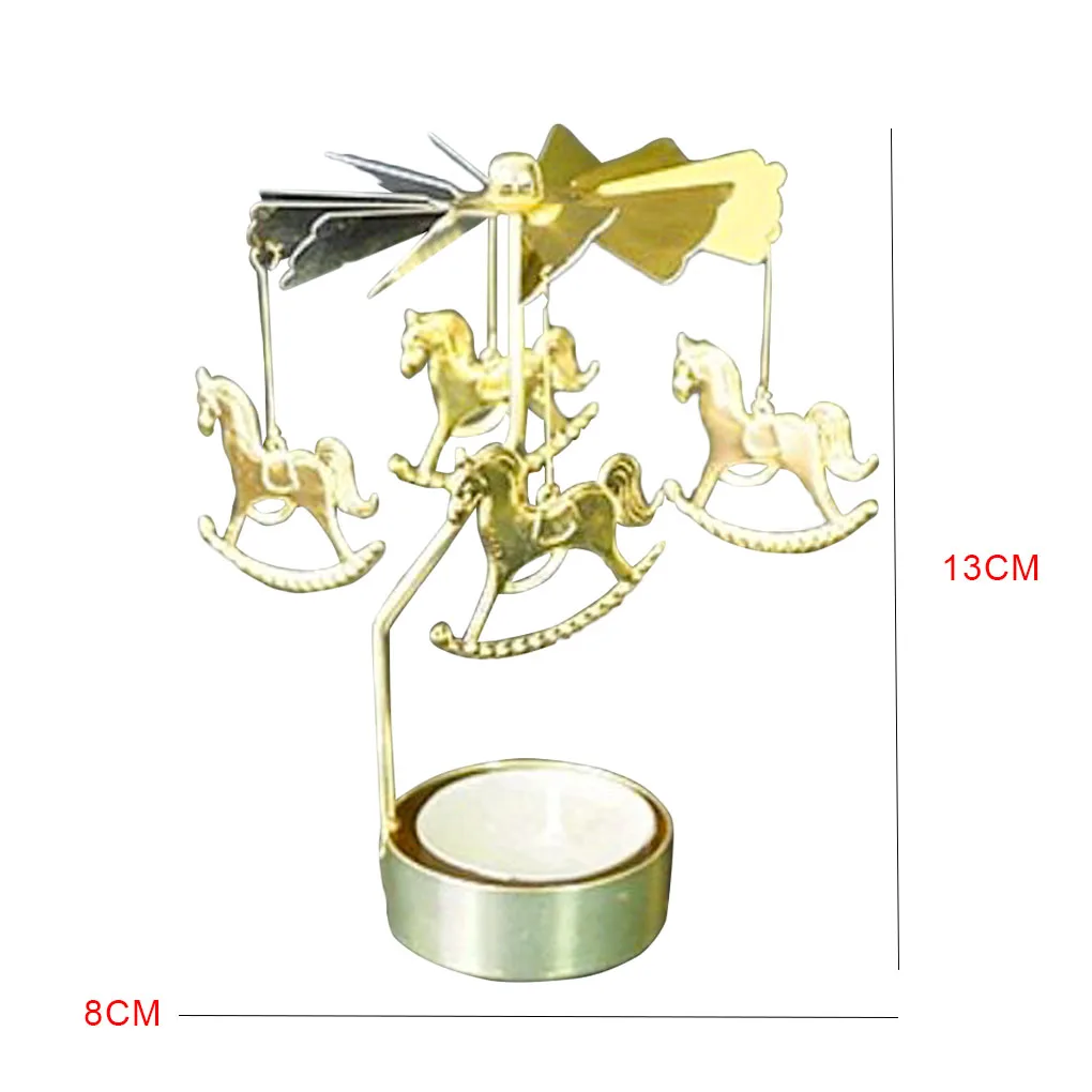 Candlesticks Rotating Romantic Rotation Spinning Carrousel Tea Light Candle Holder Christmas Home Party Wedding Angel