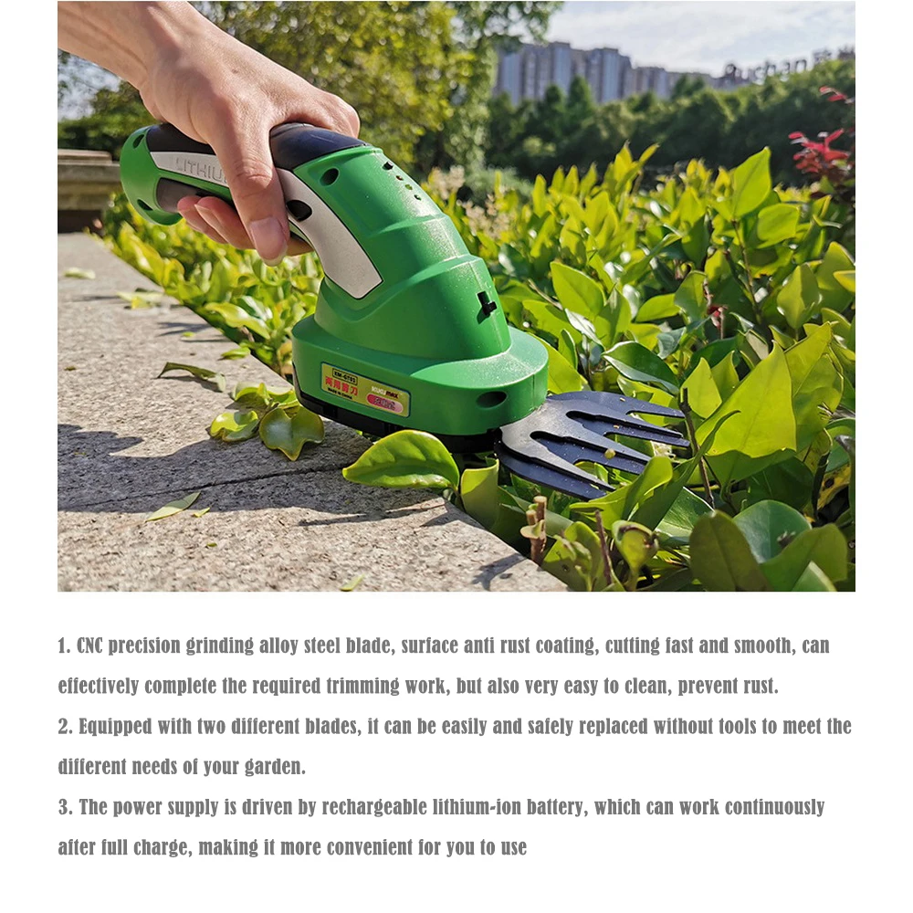 7.2V Mini Electric Grass Trimmer Lawn Mower Lithium-ion Cordless Hedge Trimmer Rechargeable Cutting Garden Tools Weeding Shear