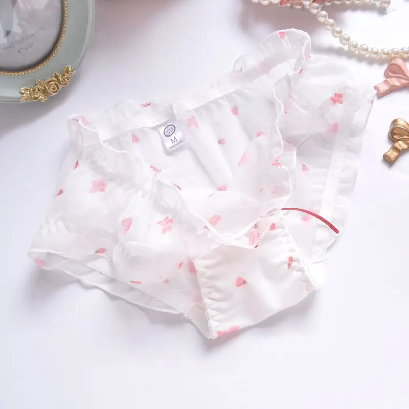 Women Sexy Lace Flower Hollow Transparent Thin Soft Breathable Panties Japanese Style Cute Lovely Low Waist Underwear Breifs