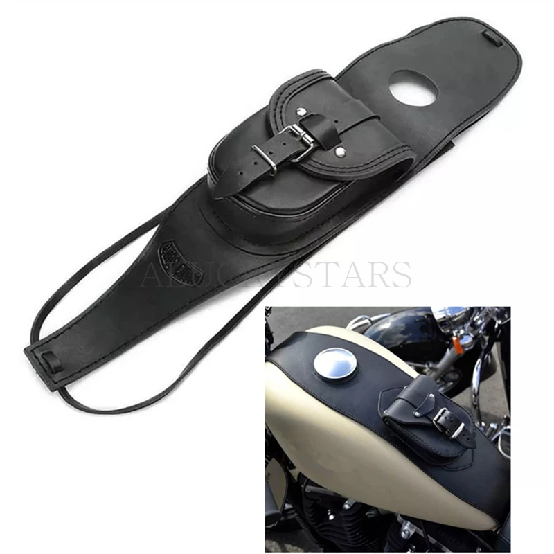 Black PU Leather Fuel Tank Cap Package Storage Bag For Harley Sportster XL1200 883 Iron X48 V72 XL883 XL1200