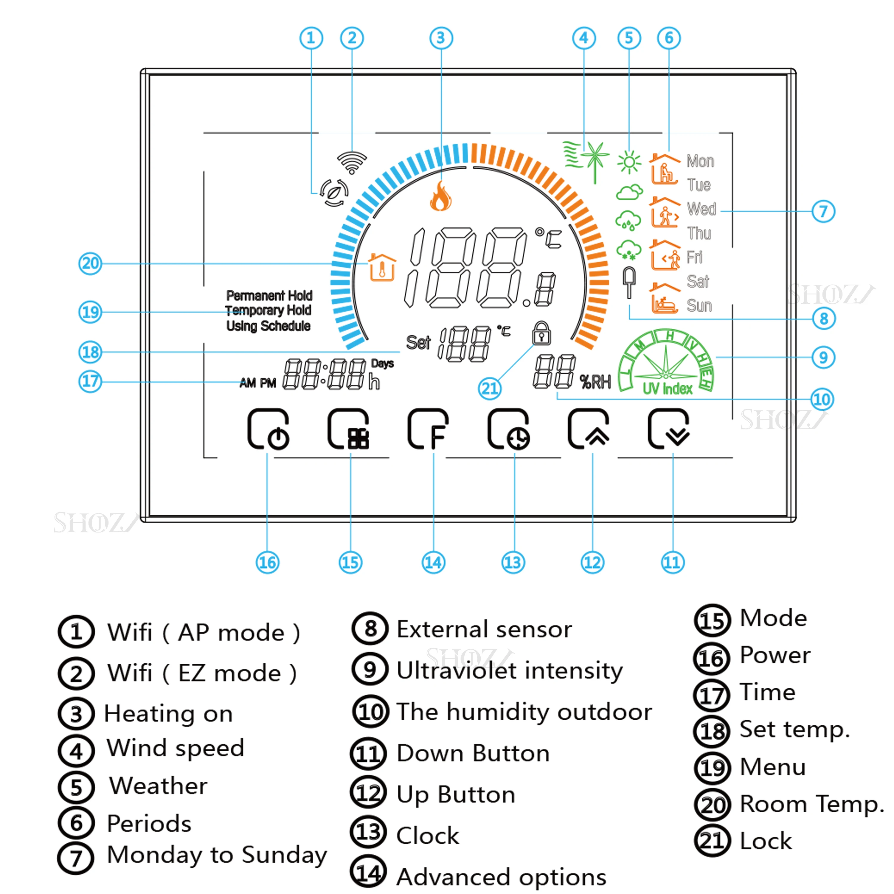 WiFi Thermostat touch programmable for Electric thermal actuator, Thermostatic valve, Thermostatic head, Works with Alexa Google