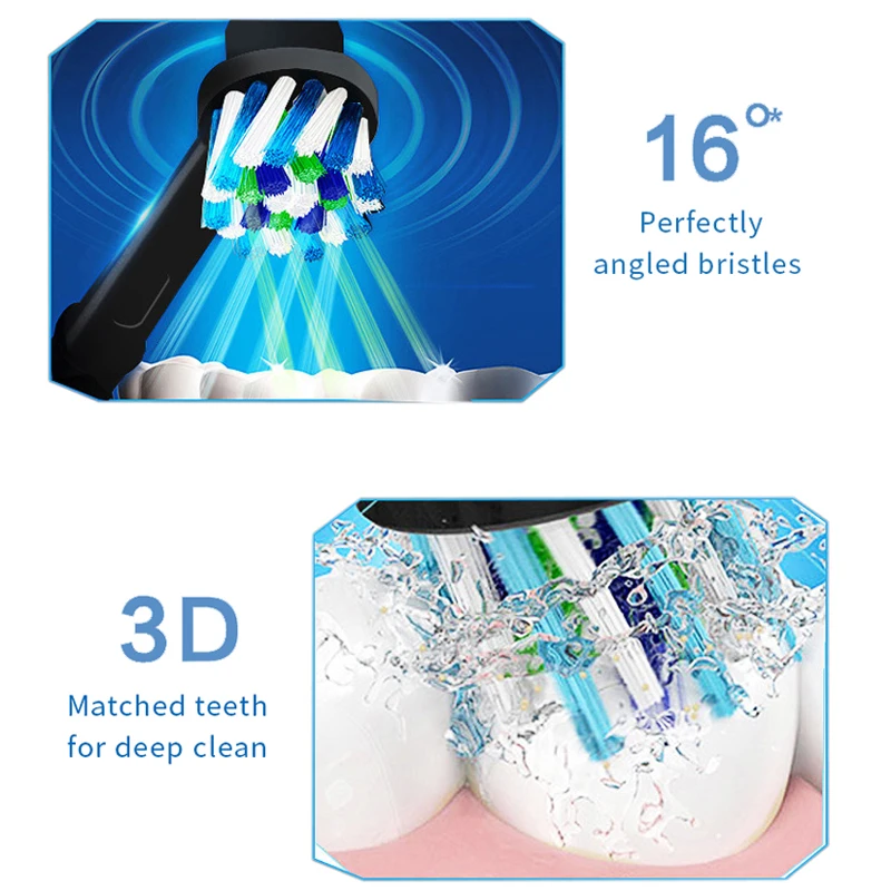 Ebe50歯ブラシの交換用ヘッド,柔らかい毛,16度のクロスアクション,汚れや汚れの除去,大人用