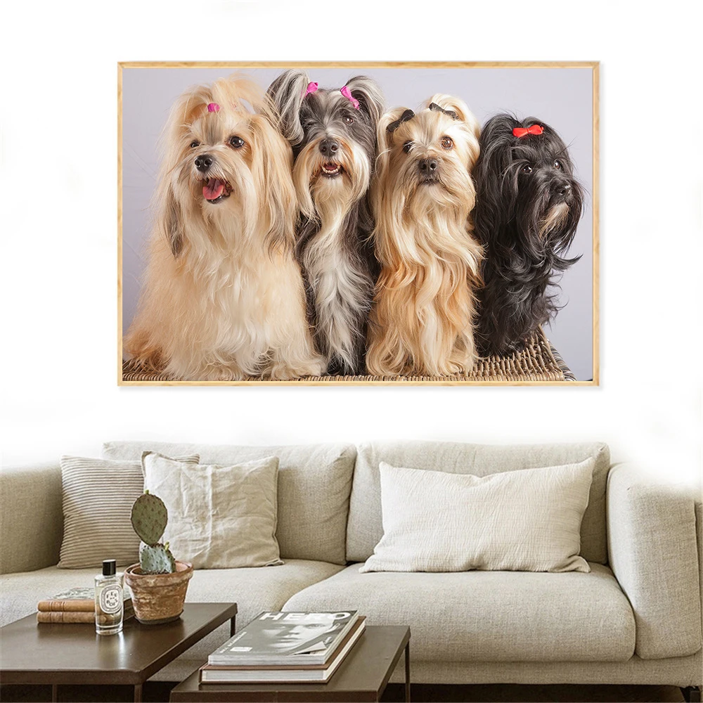 Kids Room Decor Cute Newfoundland Dog Shihtzu Fluffy Dogs Poster Nordic Pug Sennenhund Wall Pictures for Living Room