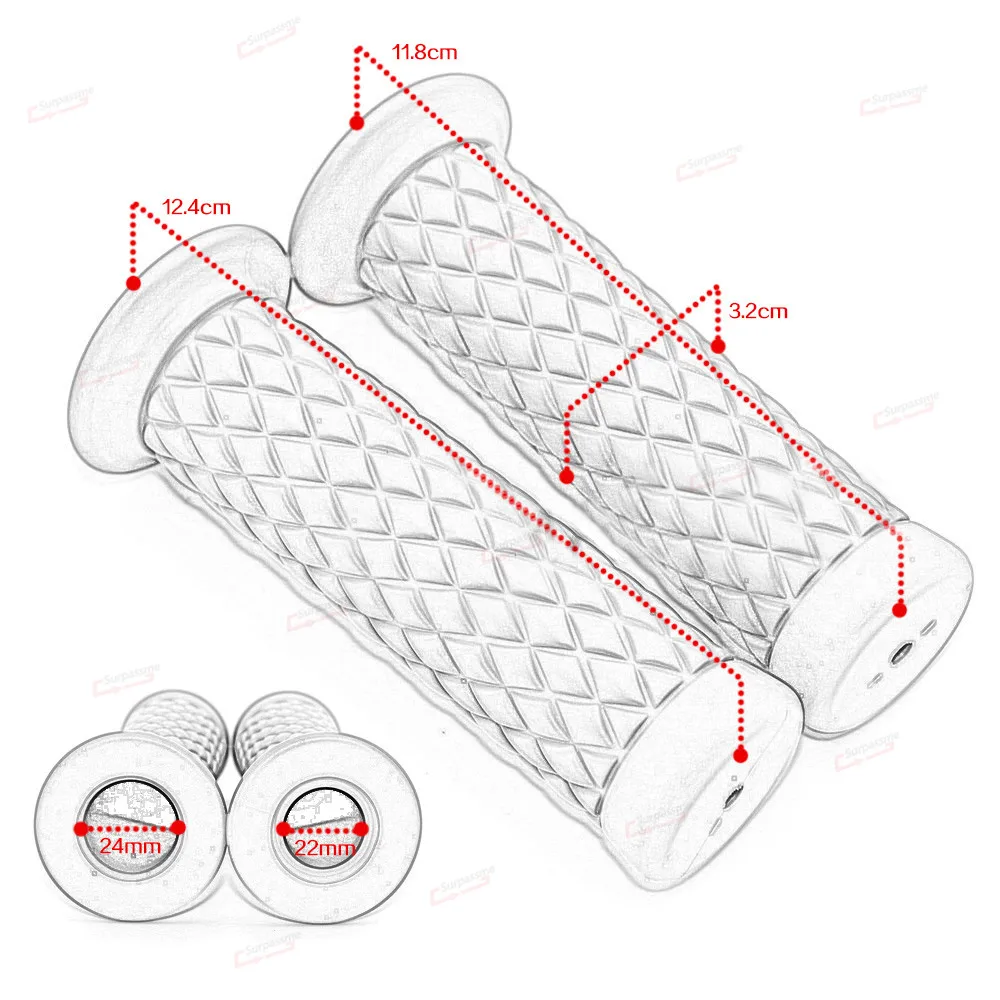 Universal Motorcycle Grips Non Slip Rubber Handle Bar End Grip 7/8\