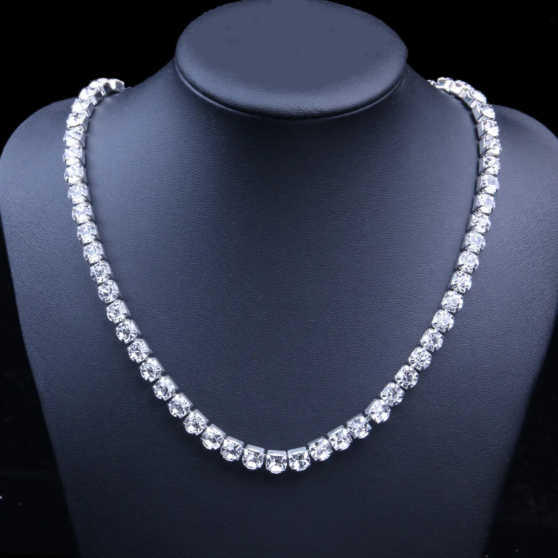 2023 new trend Luxury rhinestone Chain Gold Diamond 3mm Tennis Chain  925 Silver Hip Hop Men women Necklace cubic zircon jewelry