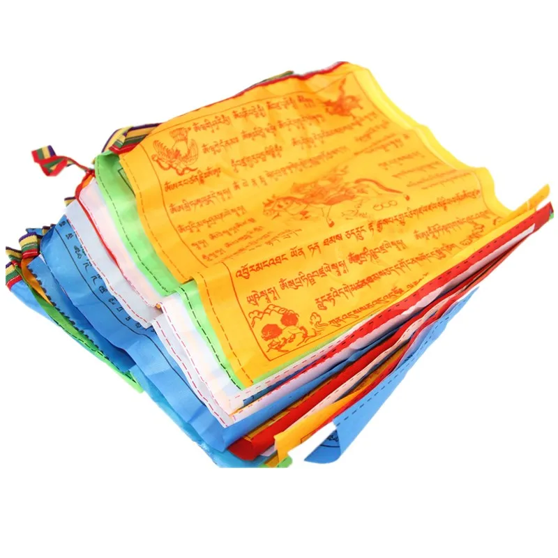 6 Meters Tibetan Buddhist Prayer Flag Religious Flags Scriptures Streamer Artificial Silk Color Print 20Pcs/string GPD8152