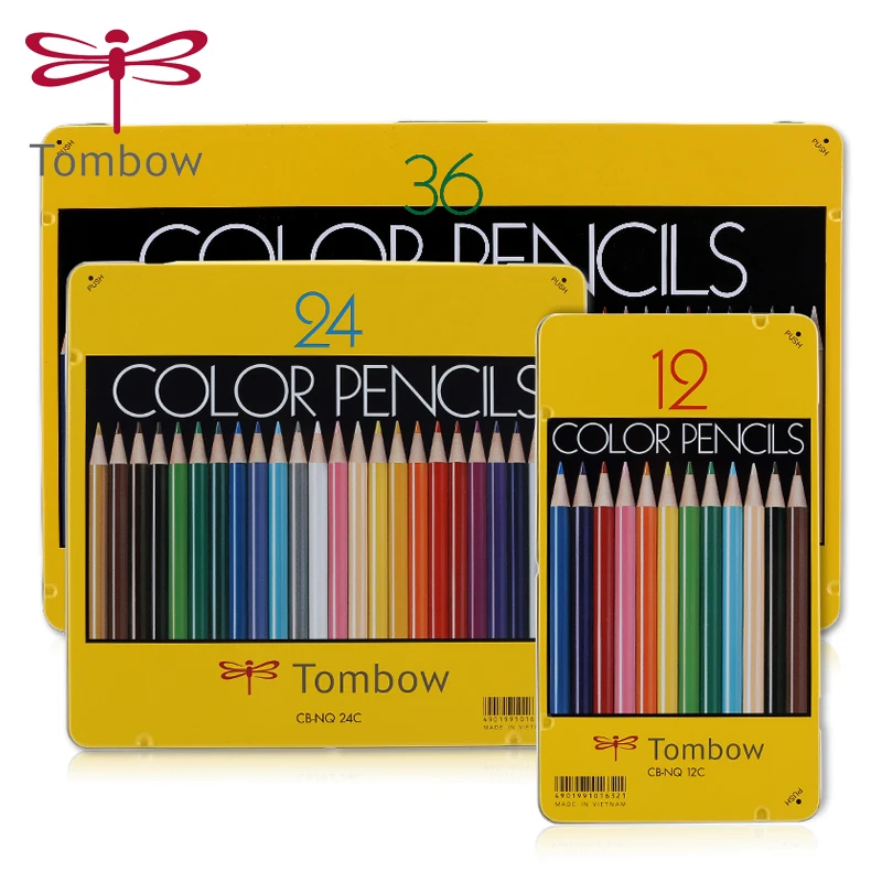 Japan TOMBOW 12/24/36 color oily colored pencil set CB-NQ iron box packaging art drawing pencil high saturation