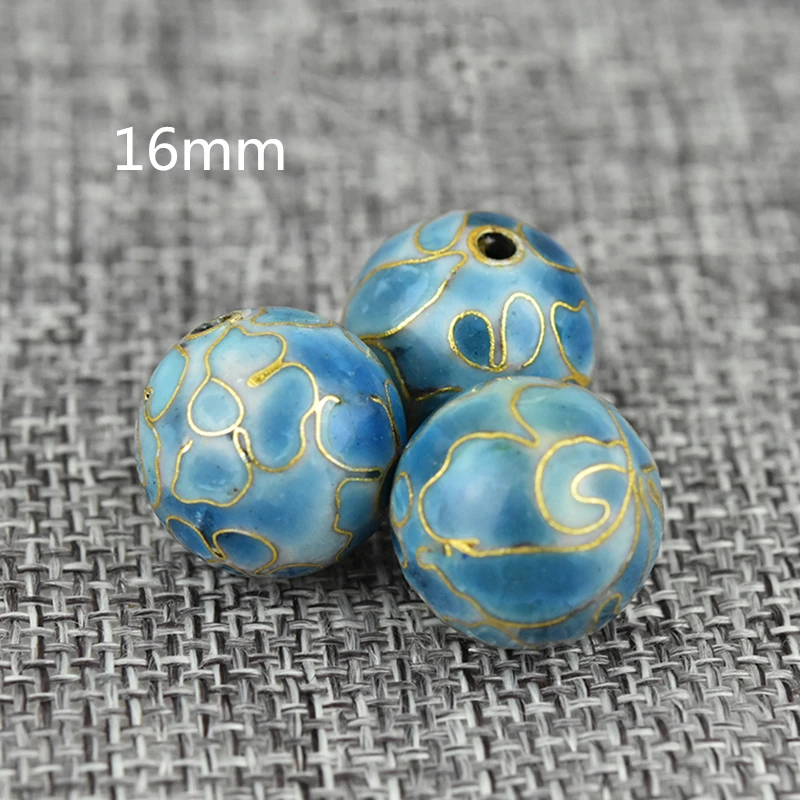 

Cloisonne Enamel Polished Filigree 16mm Round Beaded DIY Jewellery Making Charm Pendant Bracelet Earrings Copper Accessories