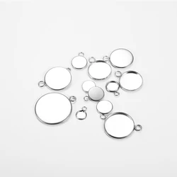 20pcs 6-25 mm Stainless Steel Round Pendant Blank Cabochon Base Setting Tray Bezel For DIY Jewelry Making Supplies Wholesale