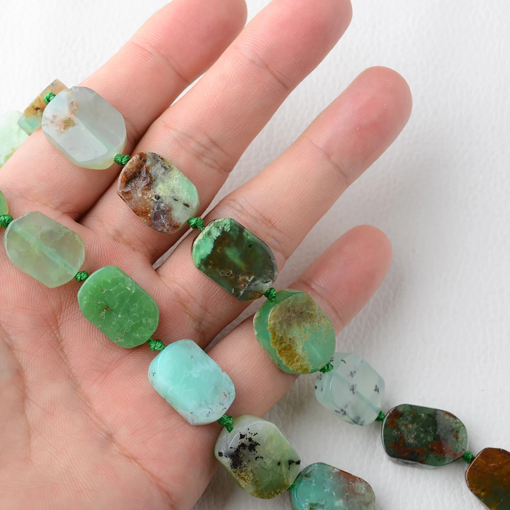 13x18mm Natural Smooth chrysoprase squarer stone Loose beads DIY necklace bracelet jewelry making 15 