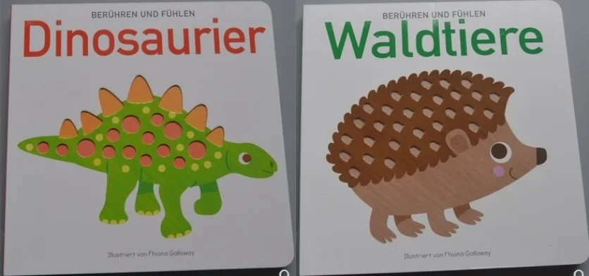 

2 Books Parent Child kids baby Early Education Waldtiere Dinosaurier German Learning reading picture cardboard book Age 0 -3